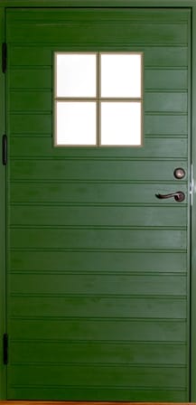 Paneldörr, enkel med liggande panel, glasöppning 1:1